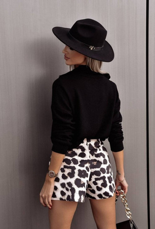 Czarny bawełniany sweter zapinany pod szyją na zamek FIONA