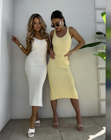 Żółta dopasowana dzianinowa sukienka damska SAONA