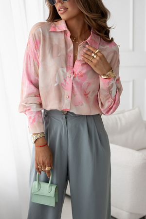 Beżowo rózowa luźna koszula damska ROOMY