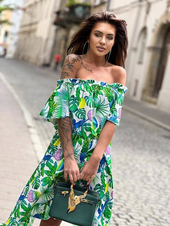 Kolorowa sukienka damska hiszpanka w liście STAY GLAM