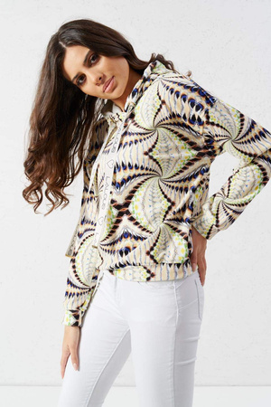 Kolorowa welurowa bluza damska z motywem liści LALOUS CRAZY