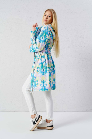 Kolorowa parka damska ze ściągaczem w talii LALOUS BLUE