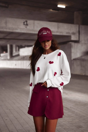 Bordowe szorty damskie spódnico-spodenki MONIQUE