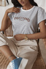 Bawełniany T-shirt damski w paski POSITANO