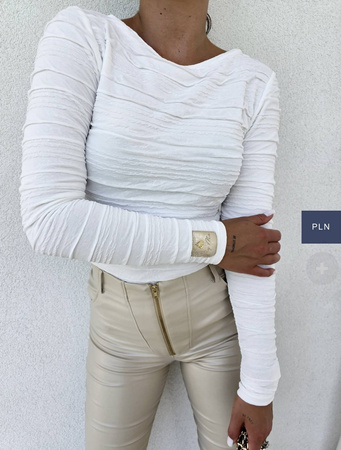 Biała elastyczna dopasowana bluzka damska NELLY