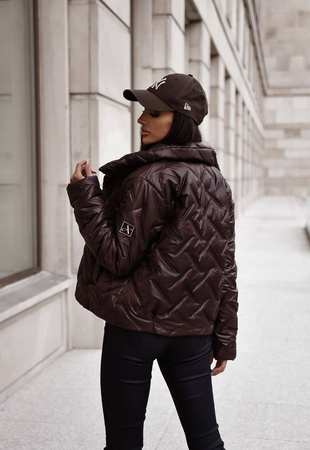 Czekoladowa krótka kurtka damska ELENA