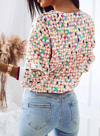 Kolorowa bluzka damska ze ściągaczami przy rękawach PRINTY NOVUUM