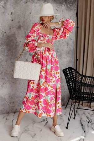 Długa sukienka damska ze ściągaczem w biuście AMANDA