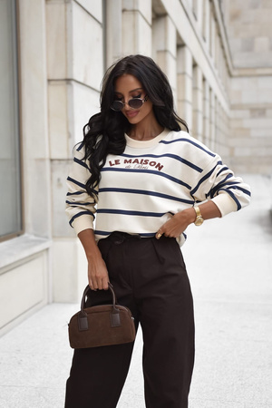 Śmietankowa bluza damska w paski LE MAISON