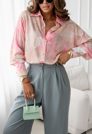 Beżowo rózowa luźna koszula damska ROOMY