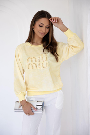 Cytrynowa bluza damska z ozdobnym logo MIU MIU