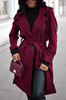 Bordowy  płaszcz damski z odpinanym kapturem  XANA AUTUMN
