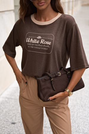 Brązowy   sweter damski WHITE ROSE    