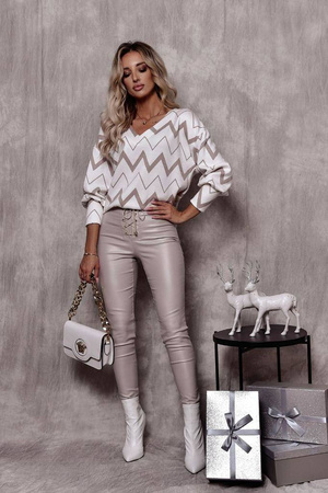 Biały sweter XANA ZYGZAK