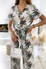 Biały kombinezon damski w tropikalny wzór z szerokimi nogawkami JAMIE