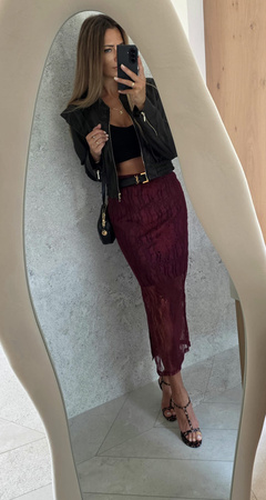 Bordowa koronkowa spódnica damska PULIA