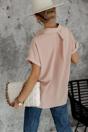 Bladoróżowa koszula damska z krótkim rękawem SIMPLICITY