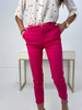 Fuksjowe materiałowe spodnie damskie z paskiem FUCHSIA FREZJA