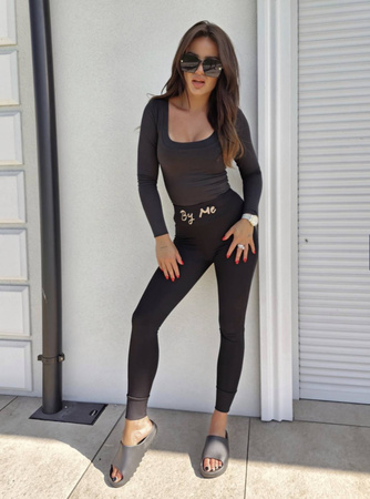 Czarna elastyczna dopasowana bluzka damska logowana SHARON By Me