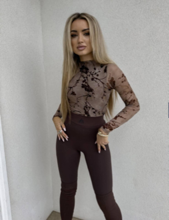 Czekoladowa dopasowana bluzka damska SKIN