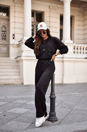 Czarny bawełniany damski komplet dresowy ELIZA