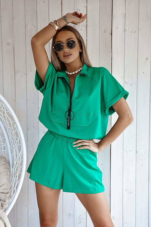 Zielony komplet damski spodenki i bluza XANA LEMONE