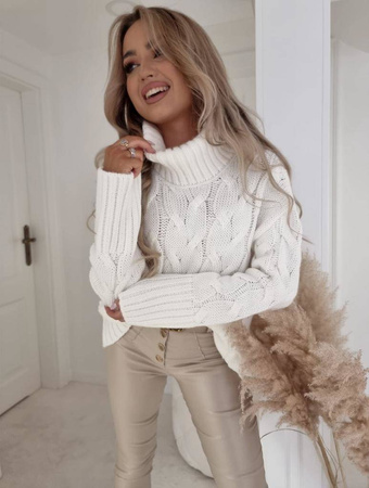 Biały luźny sweter damski UNIWHITE