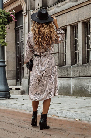 Długa sukienka 7/8 , beż i czerń ANI by X z długim rękawem, gumka w pasie.