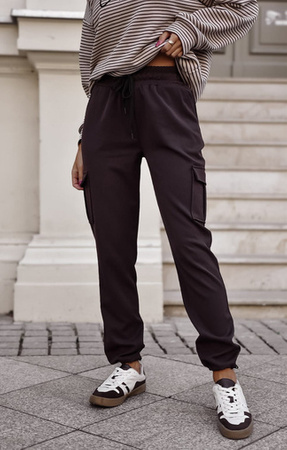 Brązowe  spodnie damskie typu jogger  GOYA