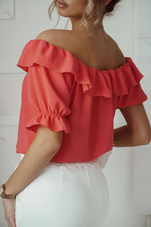 Czerwona bluzka hiszpanka damska ze ściąganymi rękawami SUMMER