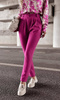 Fuksjowe wiskozowe spodnie damskie z wyższym stanem KAYA