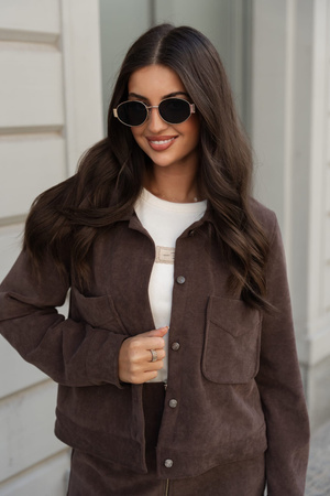 Brązowa  sztruksowa  kurtka  damska  SARAH