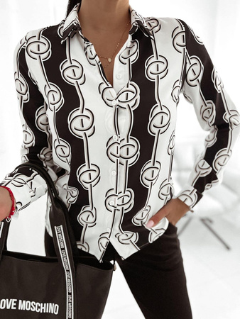 Biało-czarna koszula damska w symetryczny print NOVUM
