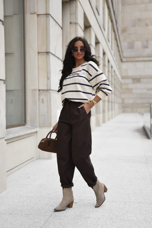 Śmietankowa bluza damska w paski LE MAISON