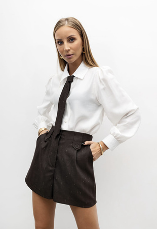 Brązowe spodenki damskie z błyszcząca nitka  PAULA