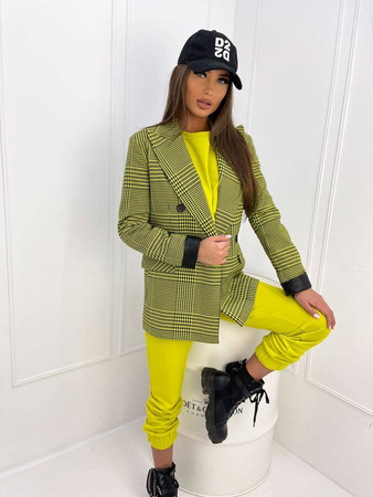 Żółto-czarny żakiet damski oversize w kratkę EDAN NEO.