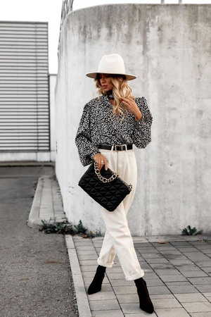 Czarna bluzka damska w białe plamki LATINO