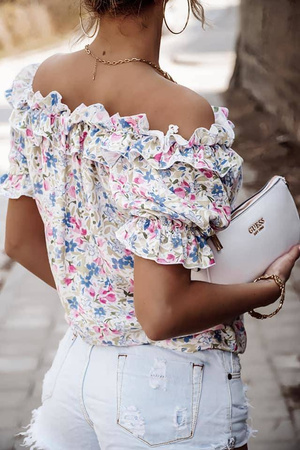 Bluzka hiszpanka w kolorowe kwiaty