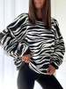 Biało-czarna ciepła bawełniana bluza damska z motywem zebry BOCCA ZEBRA