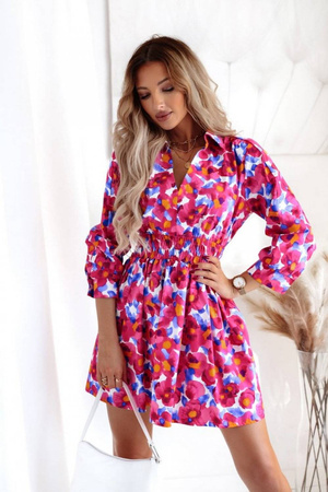 Kolorowa sukienka damska ze ściągaczem w talii MINI MORRA