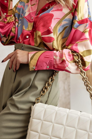 Kolorowa luźna koszula damska w kwiaty SIMPLY STYLE