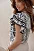 Biało-czarna bluzka damska w paski z ozdobną falbanka na rekawie XANA FLOWERS