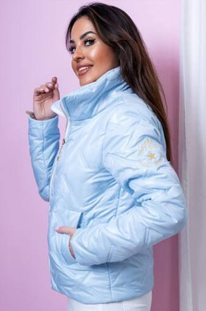 Niebieska krótka kurtka damska ze stójką  PATI