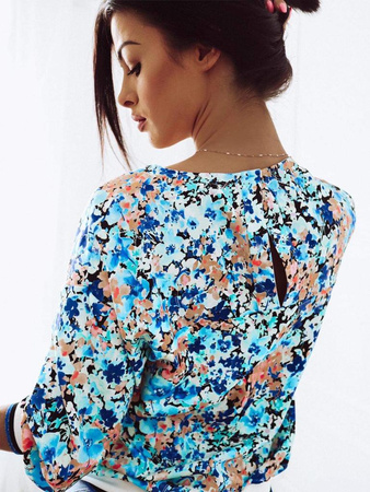 Kolorowa bluzka damska ze ściągaczami przy rękawach BRISA NOVUUM