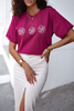 Różowy T-shirt damski FLOWERS