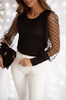 Czarny sweter damski z ażurowymi rękawami  BLACK LACE MEET