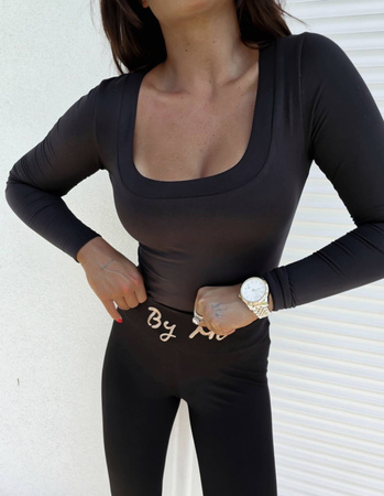 Czarna elastyczna dopasowana bluzka damska logowana SHARON By Me