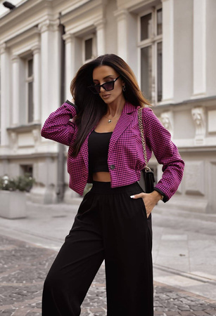 Różowa krótka marynarka damska w popitkę XANA STYLE