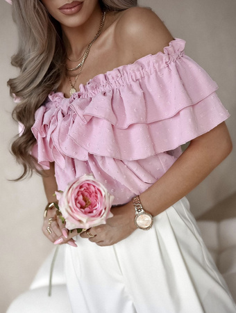 Różowa bluzka damska hiszpanka SIMPLY MOOD