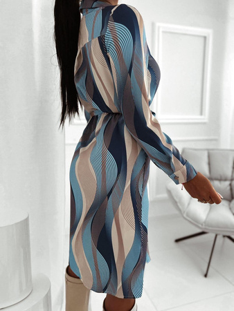 Wzorzysta sukienka damska zapinana na guziki WAVE